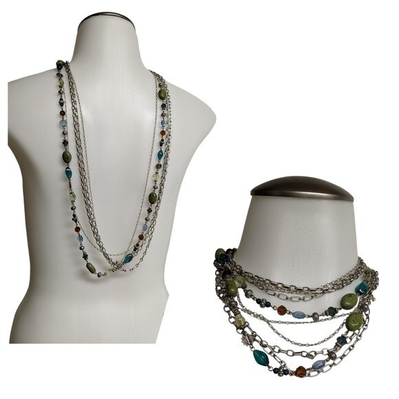Premier Designs Multi-strands Beads & Silver Necklace - Picture 1 of 9